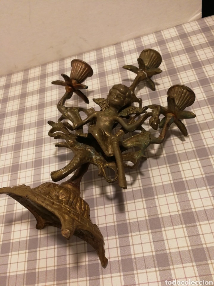 Antig&uuml;edades: CANDELABRO BRONCE TRES BRAZO - Foto 5