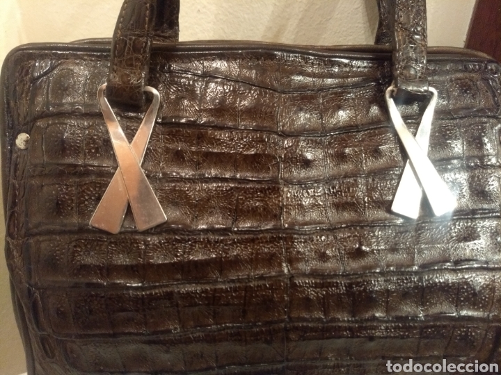Antig&uuml;edades: Bolso de piel gris&aacute;ceo - Foto 3