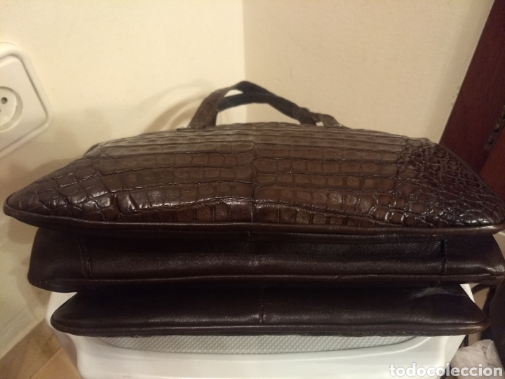 Antig&uuml;edades: Bolso de piel gris&aacute;ceo - Foto 6
