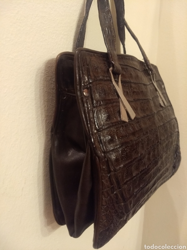 Antig&uuml;edades: Bolso de piel gris&aacute;ceo - Foto 2