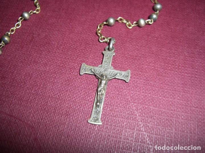 Antig&uuml;edades: ROSARIO EN METAL PLATEADO - Foto 2