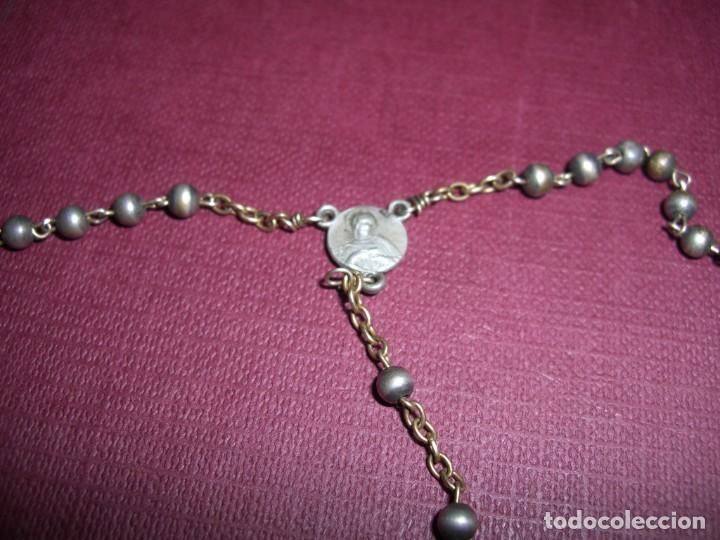Antig&uuml;edades: ROSARIO EN METAL PLATEADO - Foto 3