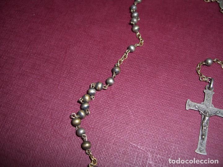 Antig&uuml;edades: ROSARIO EN METAL PLATEADO - Foto 4
