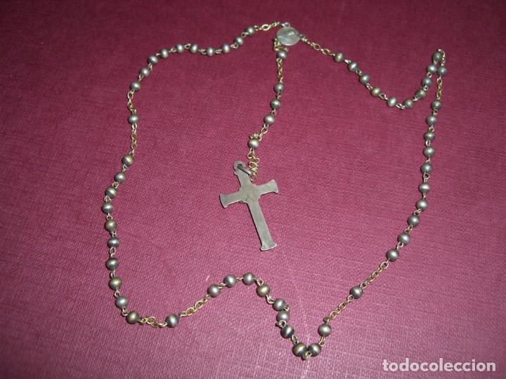Antig&uuml;edades: ROSARIO EN METAL PLATEADO - Foto 5