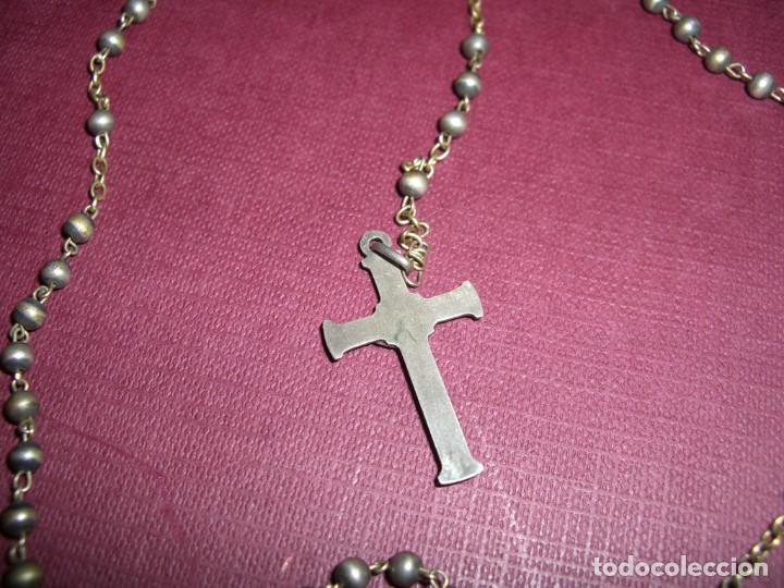 Antig&uuml;edades: ROSARIO EN METAL PLATEADO - Foto 6