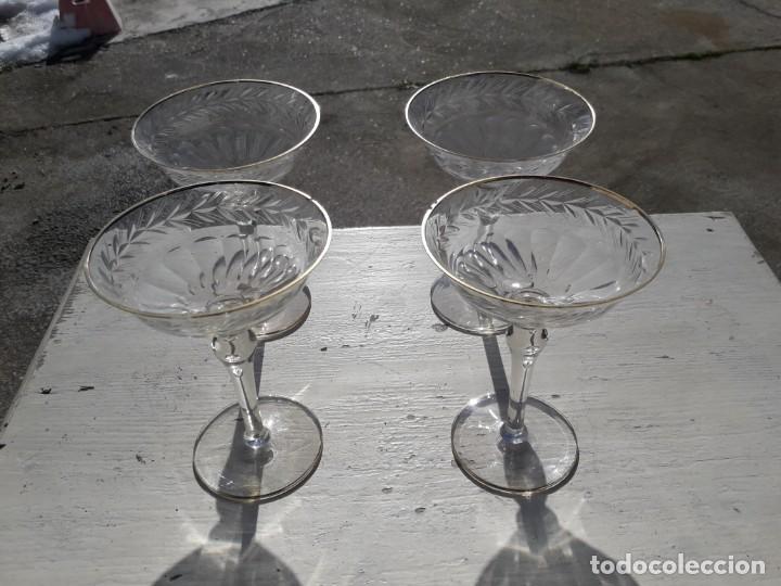 Antig&uuml;edades: 4 copas de cristal tallado - Foto 1