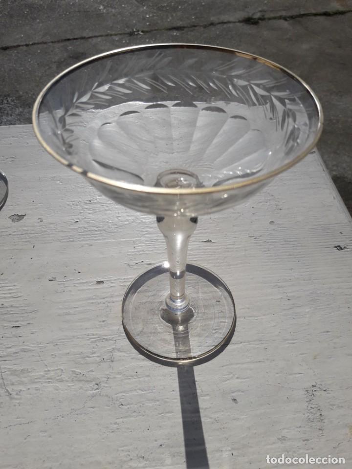Antig&uuml;edades: 4 copas de cristal tallado - Foto 2