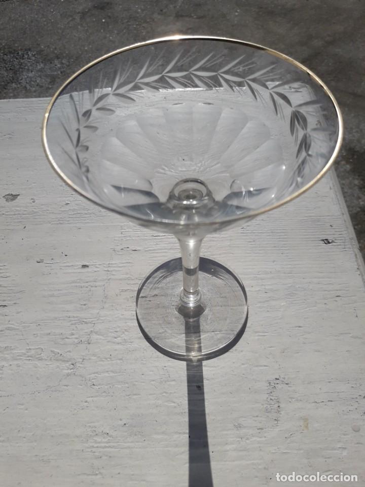 Antig&uuml;edades: 4 copas de cristal tallado - Foto 4