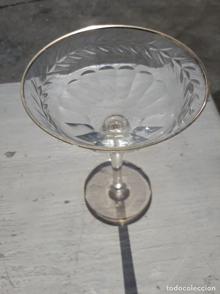 Antig&uuml;edades: 4 copas de cristal tallado - Foto 5