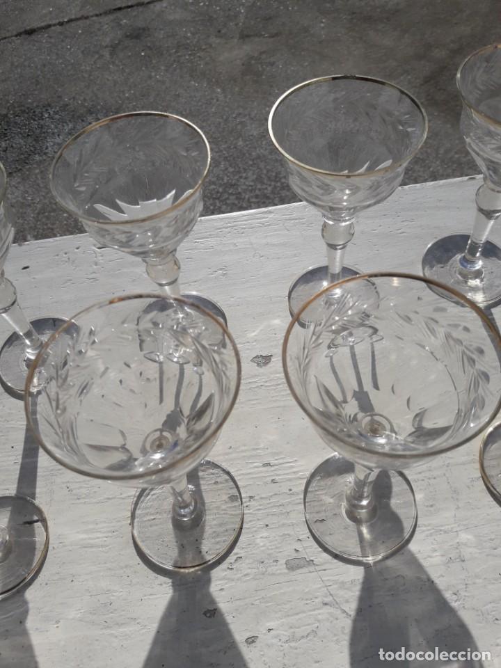 Antig&uuml;edades: 10 copas de cristal tallado - Foto 3