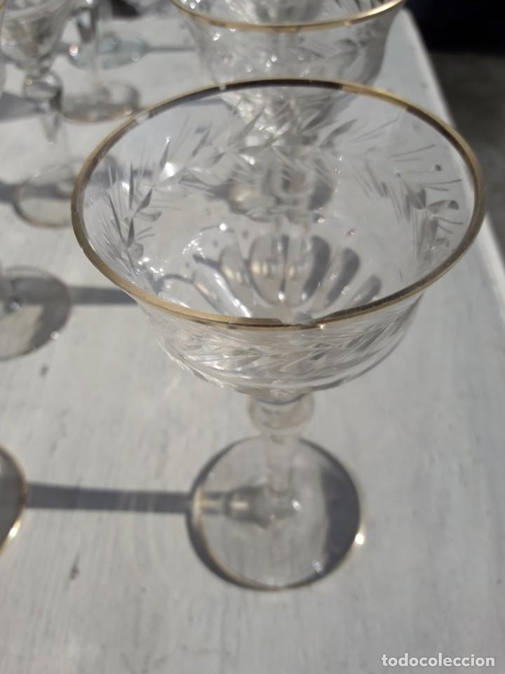 Antig&uuml;edades: 10 copas de cristal tallado - Foto 4