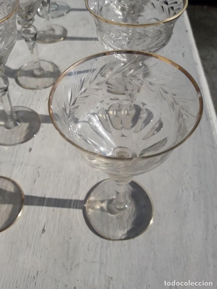Antig&uuml;edades: 10 copas de cristal tallado - Foto 5
