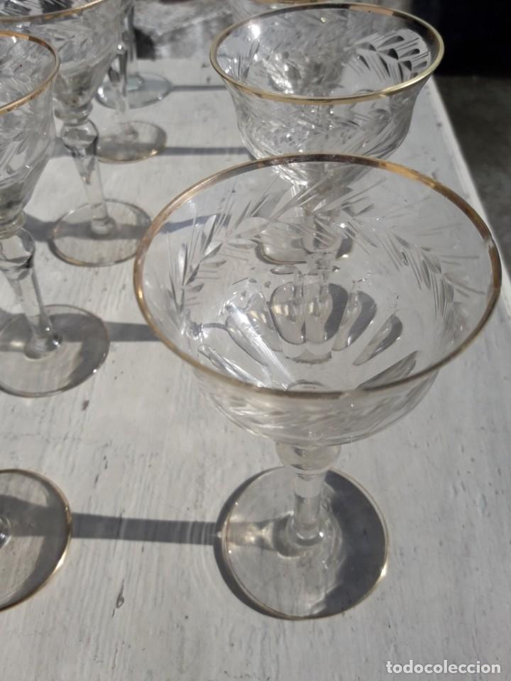 Antig&uuml;edades: 10 copas de cristal tallado - Foto 6
