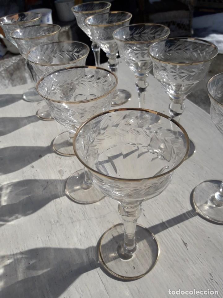 Antig&uuml;edades: 10 copas de cristal tallado - Foto 7