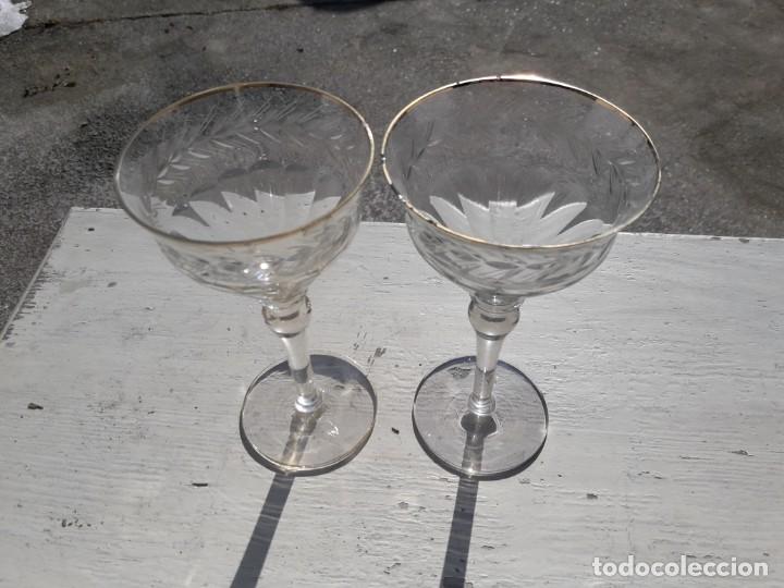 Antig&uuml;edades: 2 copas de cristal tallado - Foto 1