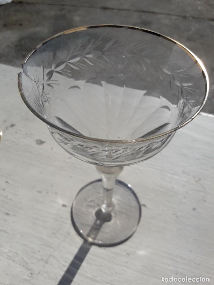 Antig&uuml;edades: 2 copas de cristal tallado - Foto 2
