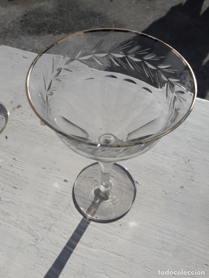 Antig&uuml;edades: 2 copas de cristal tallado - Foto 3