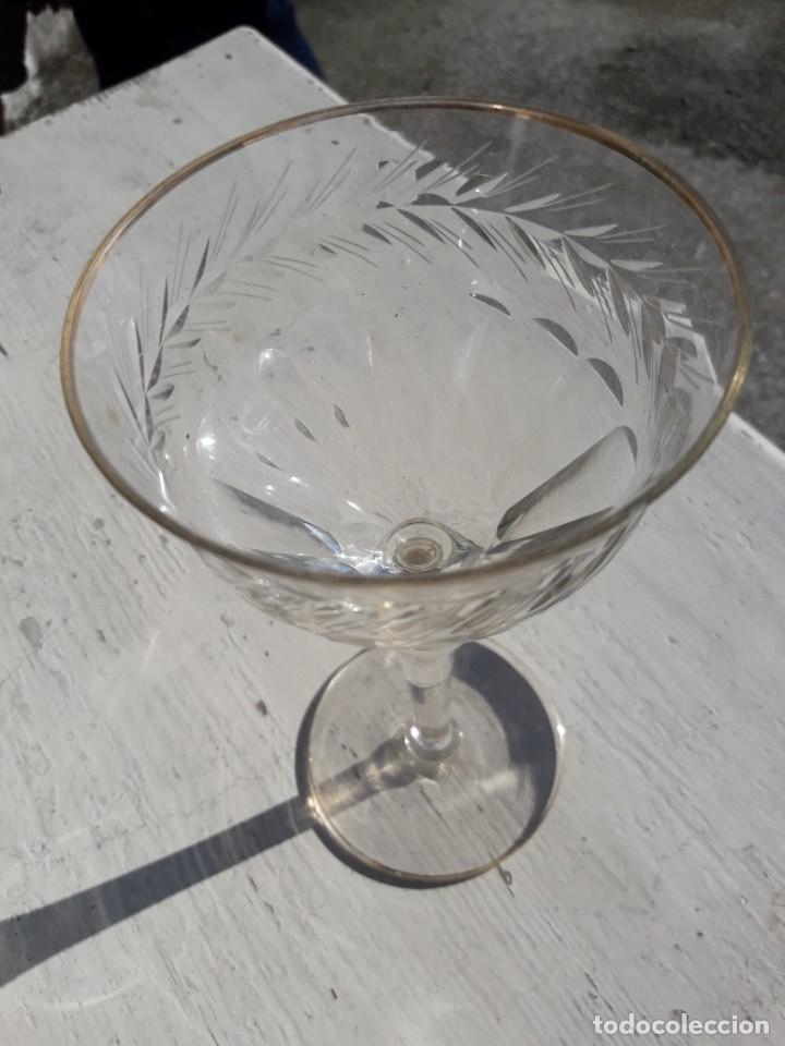 Antig&uuml;edades: 2 copas de cristal tallado - Foto 4