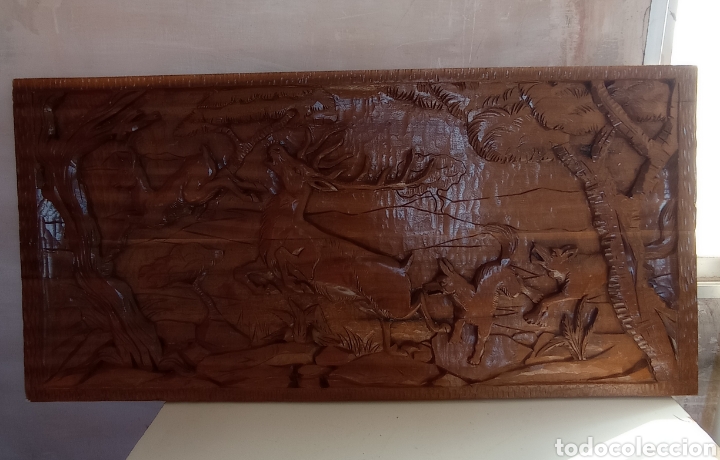 Antig&uuml;edades: Cuadro de madera titul&oacute; la caza - Foto 1