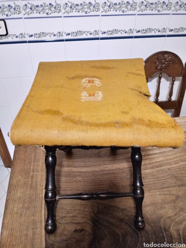 Antig&uuml;edades: Taburete de costura de tijera - Foto 3