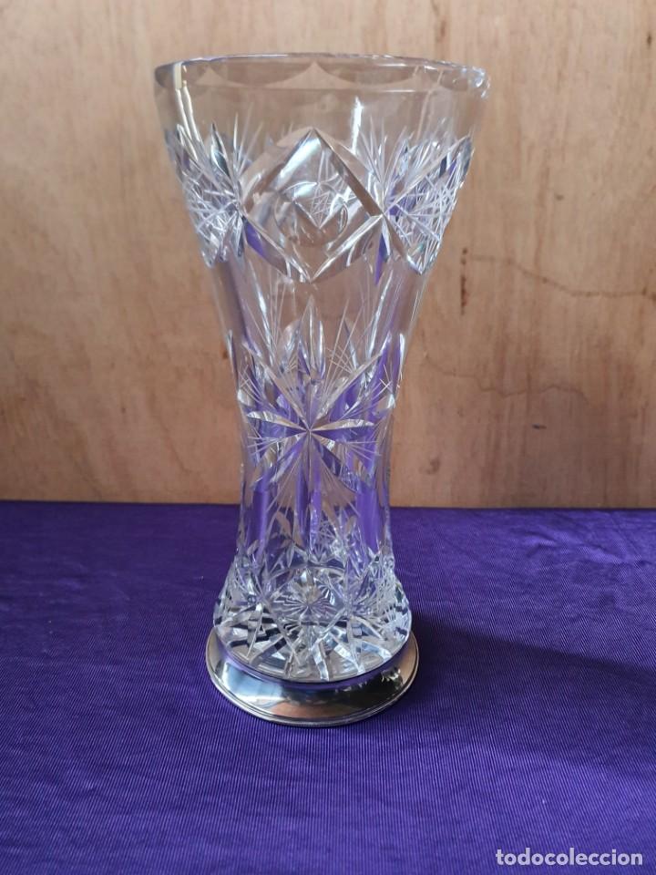 Antig&uuml;edades: FLORERO PLATA Y CRISTAL 29cms x 13 cms - Foto 1
