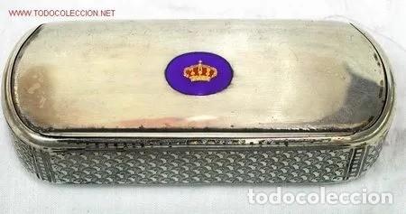 Antig&uuml;edades: Estuche de rape en plata con corona esmaltada, s. XIX - Foto 2
