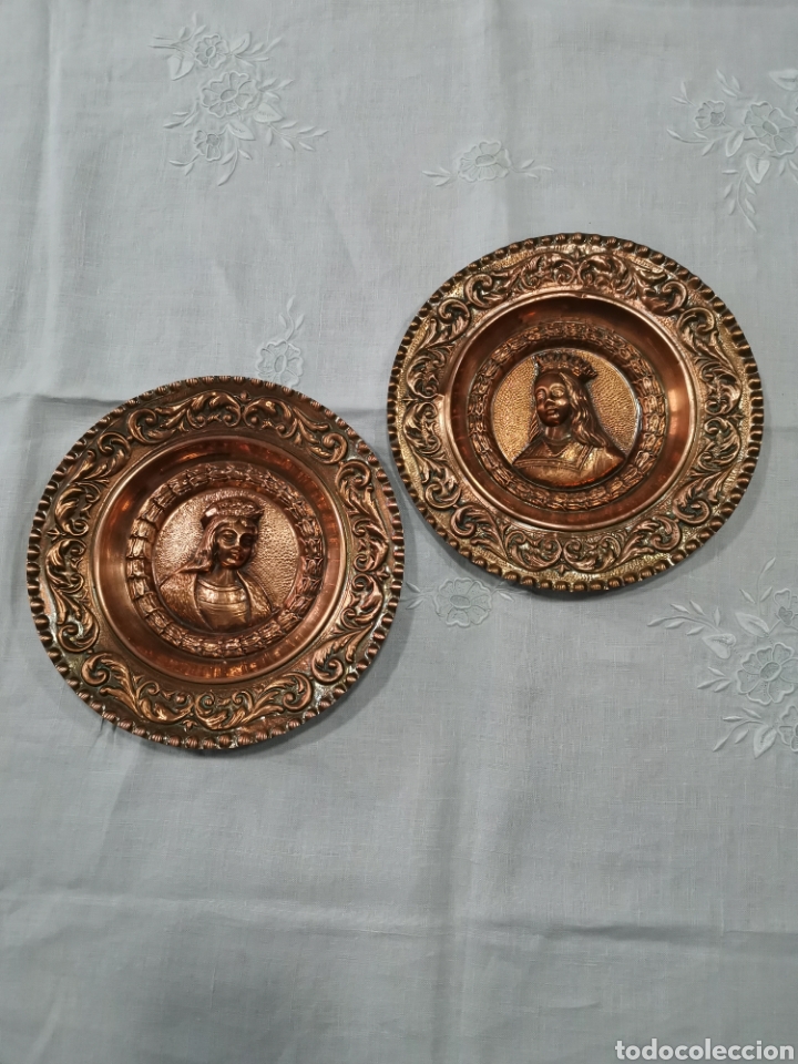Antig&uuml;edades: Platos de cobre reyes cat&oacute;licos - Foto 5