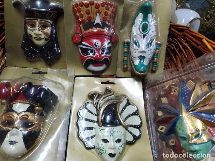 Antig&uuml;edades: COLECCION 6 MASCARAS VENECIANAS PORCELANA