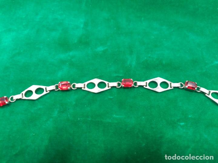 Antig&uuml;edades: Pulsera plata con piedras + - Foto 2