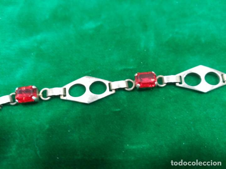 Antig&uuml;edades: Pulsera plata con piedras + - Foto 3