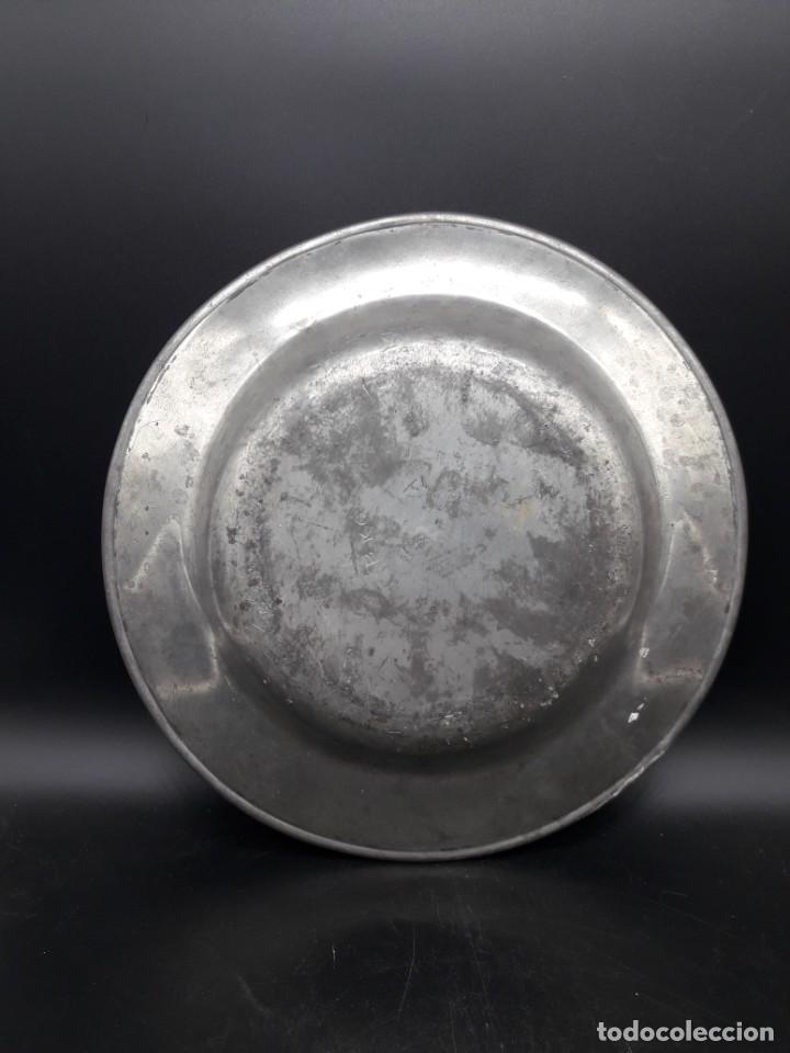 Antig&uuml;edades: Plato de esta&ntilde;o siglo XIX - Foto 3