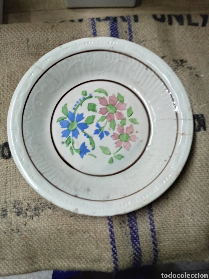 Antig&uuml;edades: Lebrillo de.ceramica con flores - Foto 2