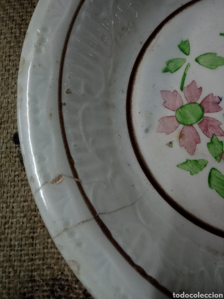 Antig&uuml;edades: Lebrillo de.ceramica con flores - Foto 8
