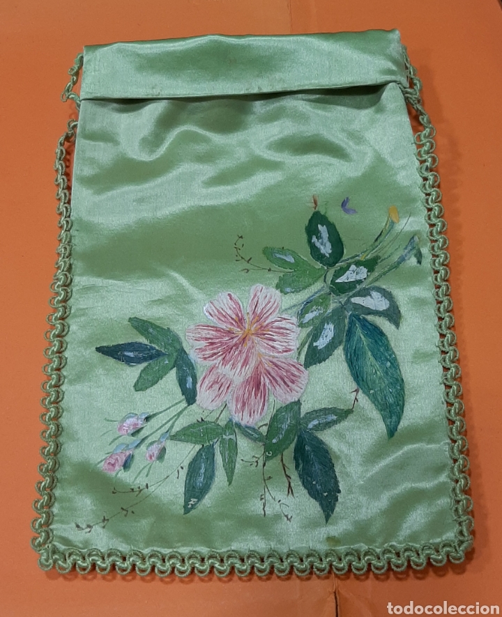 Antig&uuml;edades: ANTIGUO BOLSO DE SEDA PINTADA. - Foto 1