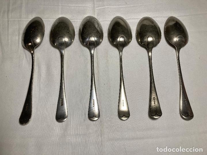 Antig&uuml;edades: 6 cucharas de servir ba&ntilde;adas en plata EPNS - Foto 2