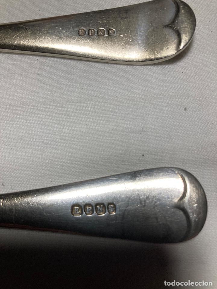 Antig&uuml;edades: 6 cucharas de servir ba&ntilde;adas en plata EPNS - Foto 3