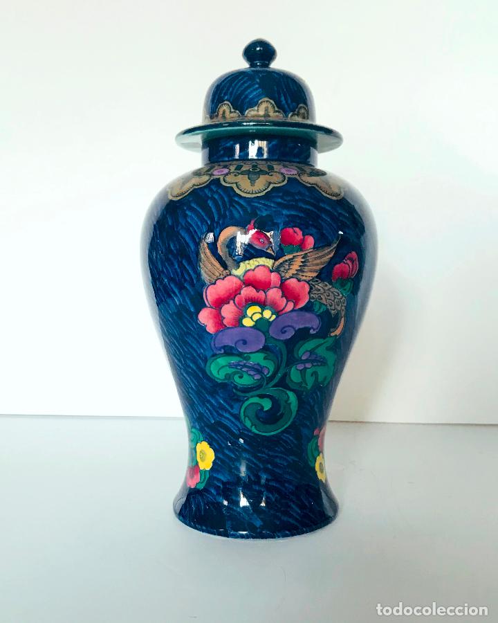 Antigüedades: Tibor jarrón esmaltado y pintado a mano ”Losol Ware Magnolia Keeling & Co. Burslem England. 30cm - Foto 2 - 236921985