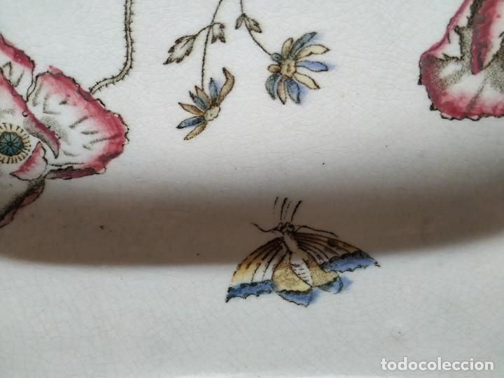 Antig&uuml;edades: Plato flores y mariposa PICKMAN. - Foto 3