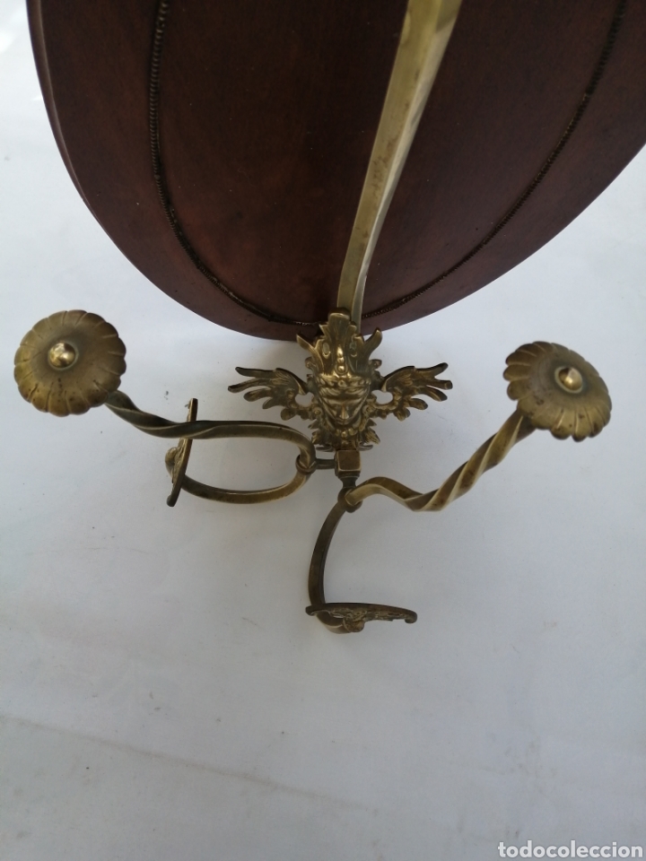 Antig&uuml;edades: Antiguo perchero bronce y roble siglo xix - Foto 3