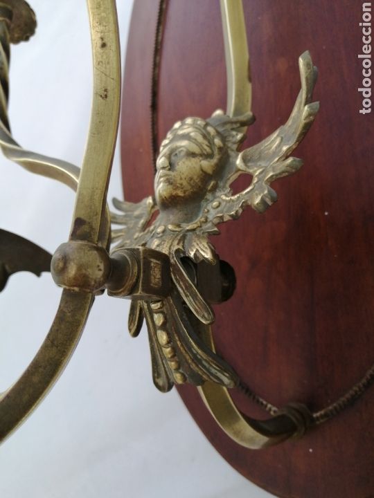 Antig&uuml;edades: Antiguo perchero bronce y roble siglo xix - Foto 5