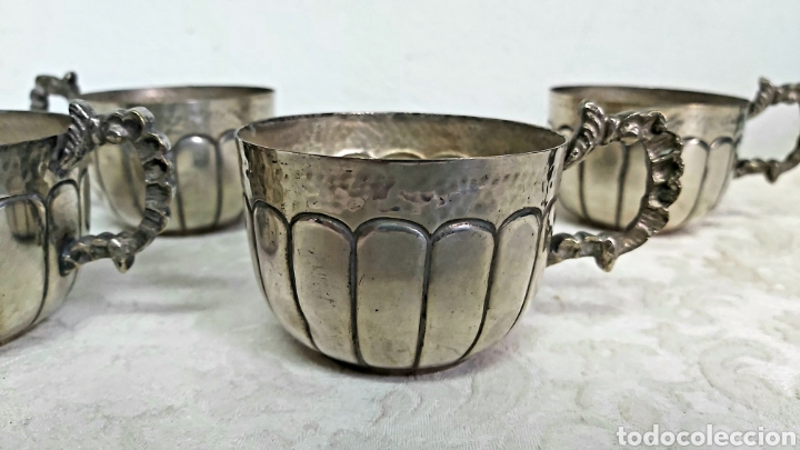 Antig&uuml;edades: 5 TAZAS DE ALPACA PLATEADA - Foto 2