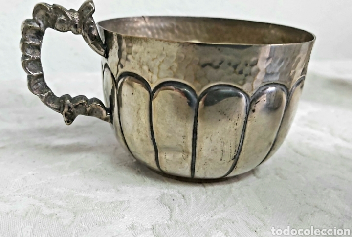 Antig&uuml;edades: 5 TAZAS DE ALPACA PLATEADA - Foto 3