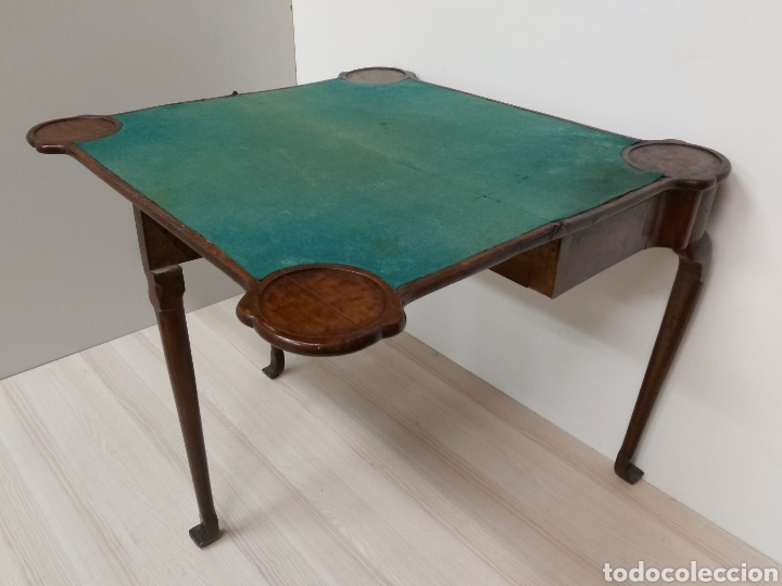 Antig&uuml;edades: Antigua mesa plegable cartas - Foto 4