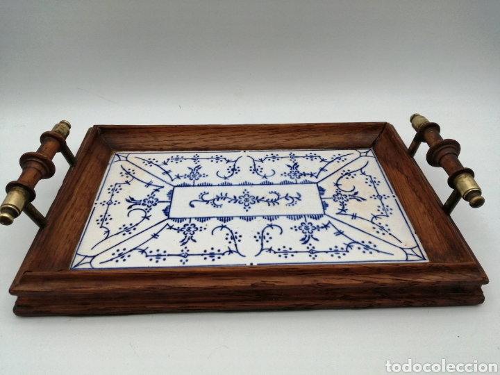 Antig&uuml;edades: Bandeja Denmark design. Roble y azulejo - Foto 3