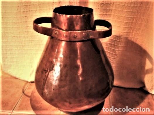 Antiquit&auml;ten: ANTIGUA Y GRAN C&Aacute;NTARA DE COBRE MUY GRUESO CON ASAS, FINAL S. XVIII