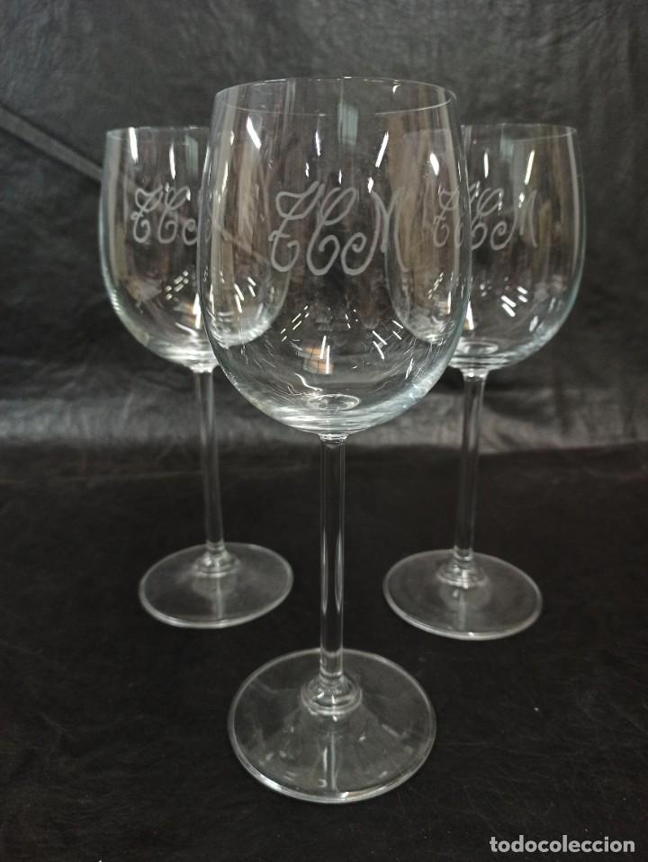 Antig&uuml;edades: Conjunto de 3 copas de cristal tallado C39 - Foto 1
