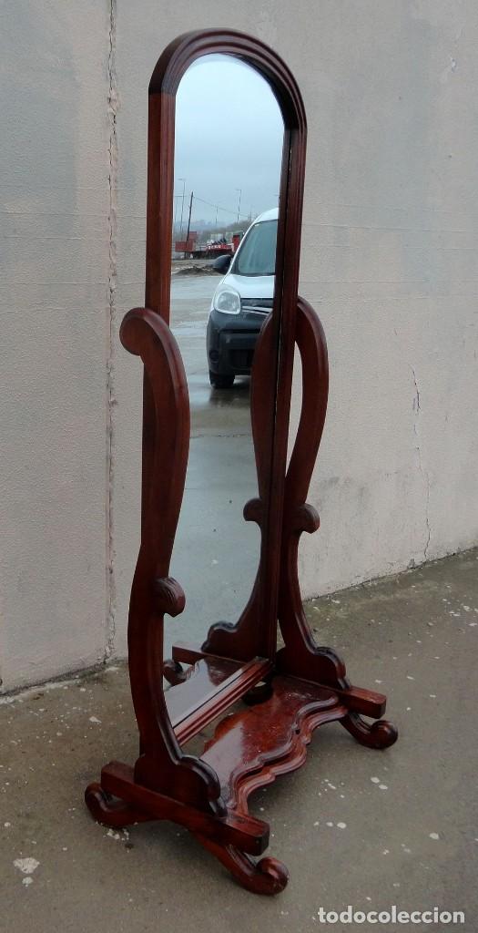 Antig&uuml;edades: Espejo de pie clasico en madera de caoba - Foto 5