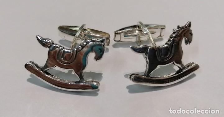 Antig&uuml;edades: gemelos caballito balancin en plata de ley - Foto 2