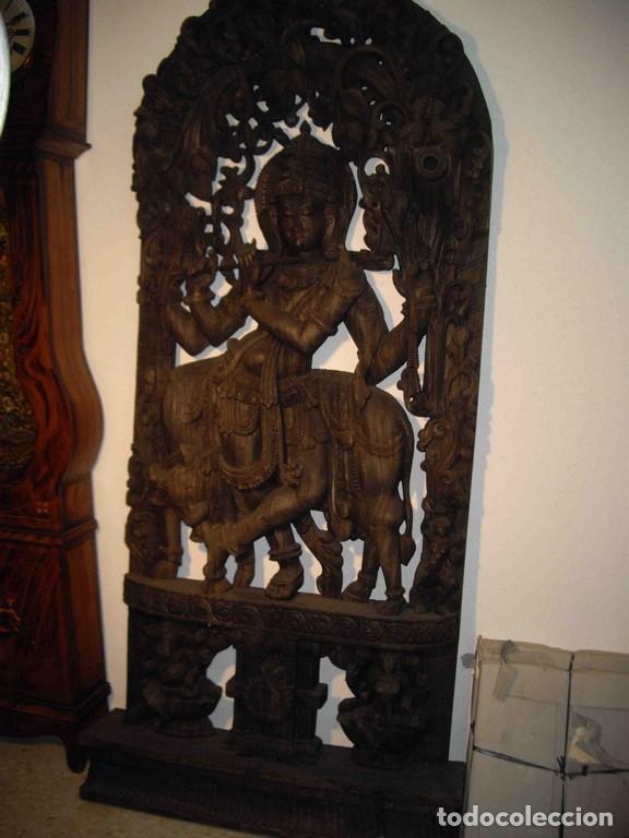 Antig&uuml;edades: FIGURA TALLA MADERA DIOSA - Foto 1