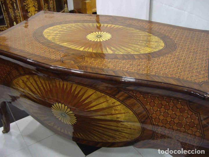 Antig&uuml;edades: MESA DESPACHO TRES CAJONES MARQUETER&Iacute;A - Foto 5